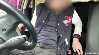 Dirty chav slut sucking cock in a car